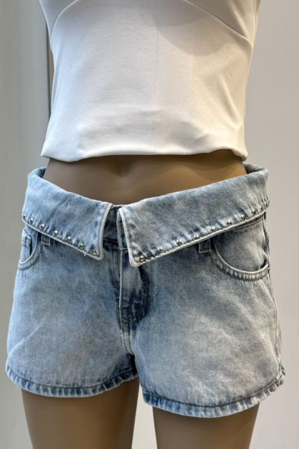 Alternative view of Short LONDON Atlantic Blue Studded