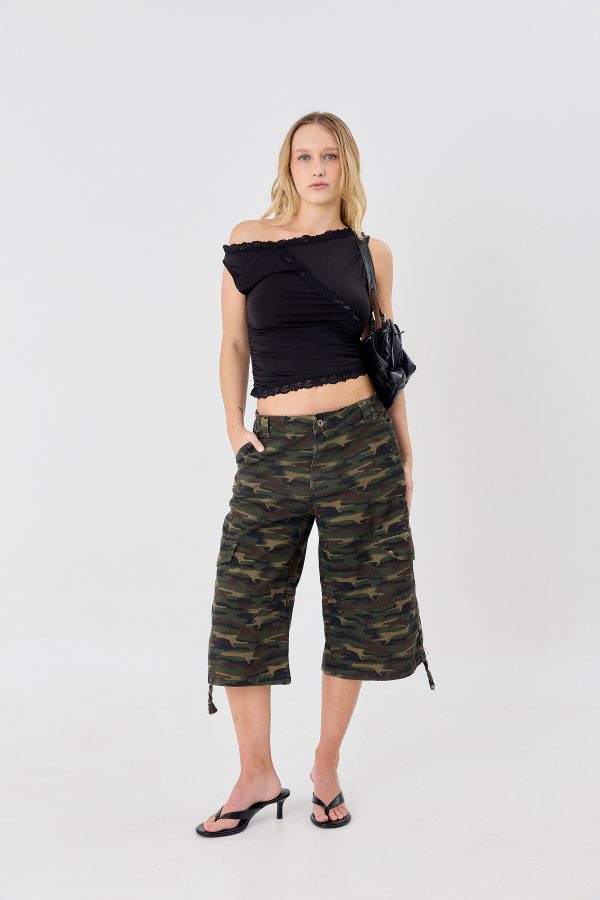 Bermuda STREEP Military Green Print