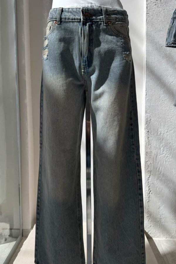 Wide Leg JENA Snow Sand Blue Ripped