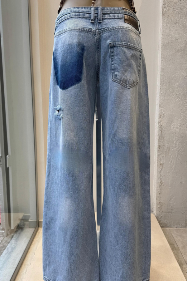 Alternative view of Wide Leg ANISTON Snow Blue Ripped