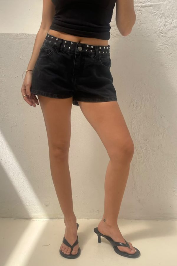 Short KAROL Black Onyx Studded